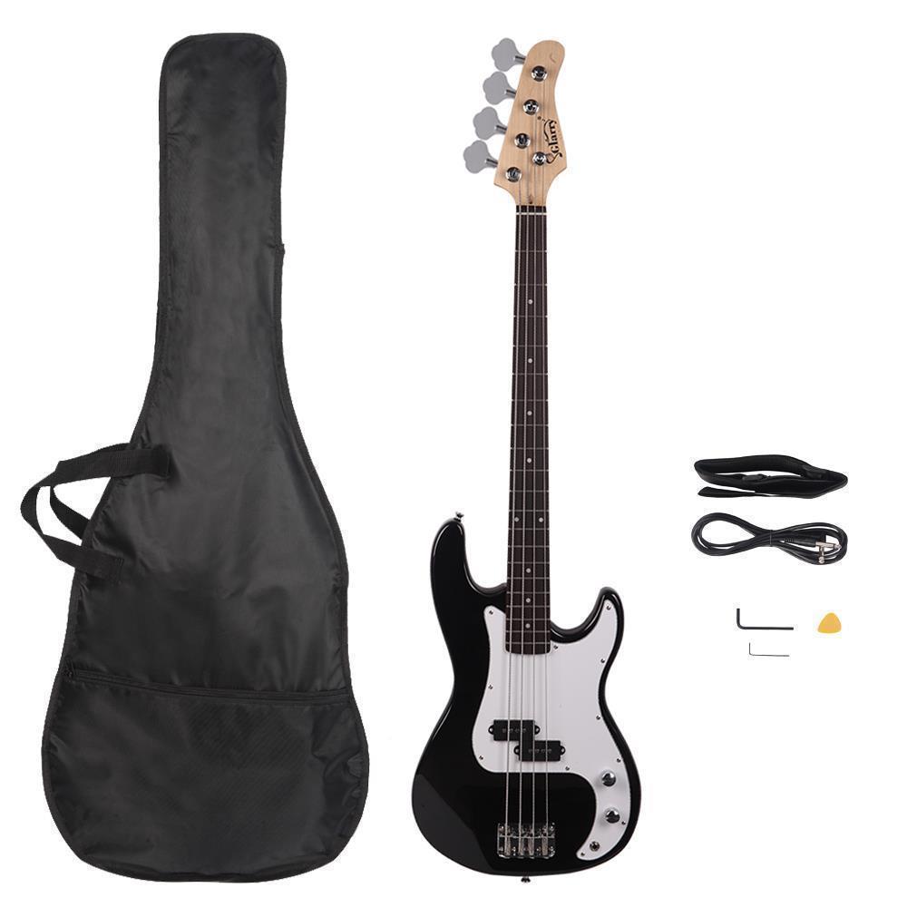 Color:Black:New 8 Colors Glarry GP 4 Strings Electric Bass Guitar + Cord + Wrench