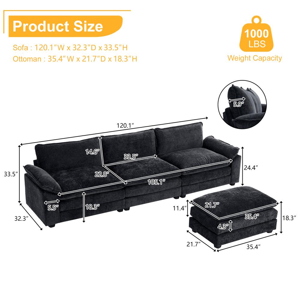 HONBAY Convertible Modular Sectional Sofa L-Shape Sectional
