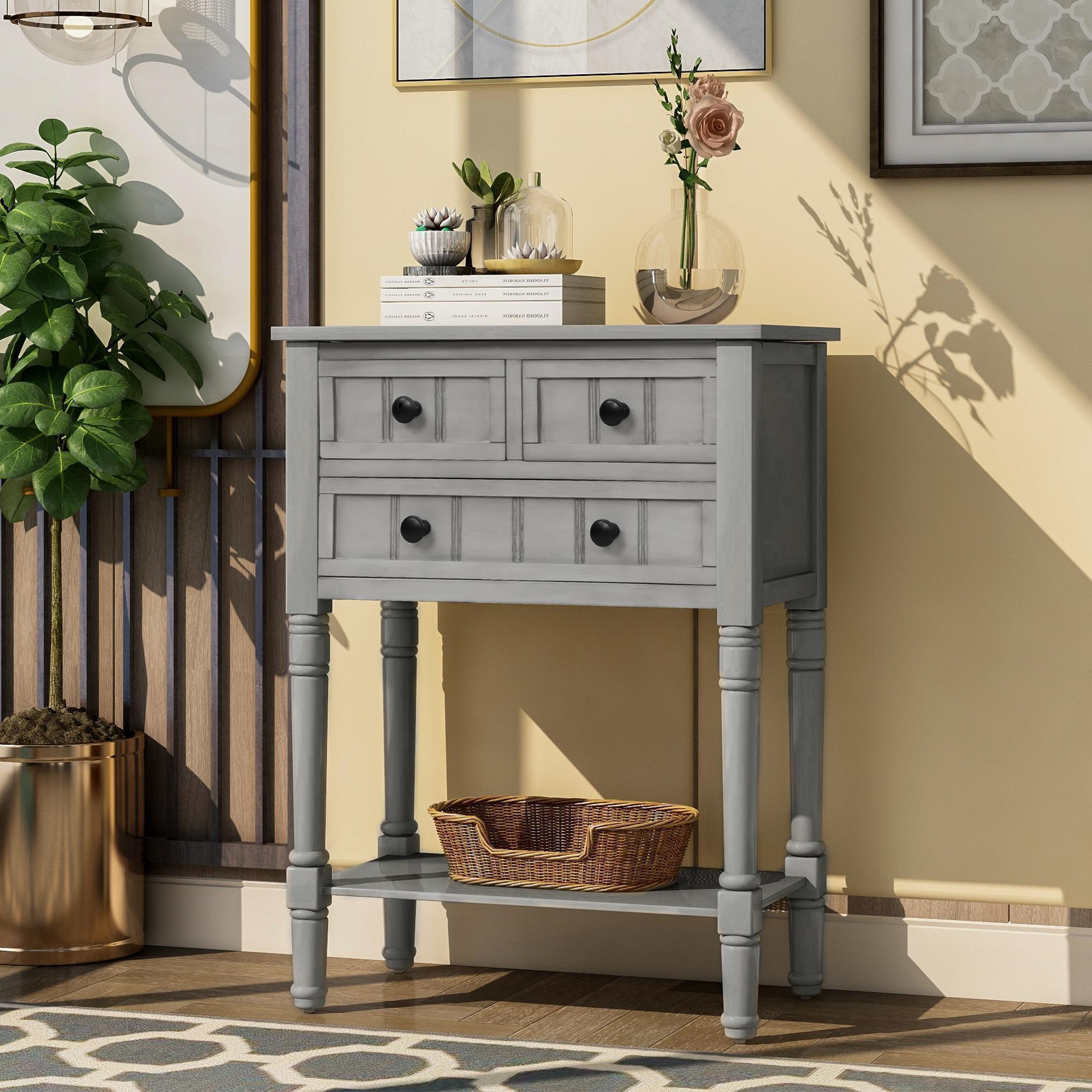 Entrance Hall Side Sofa Living Console Table Storage Cabinet Accent Drawer Color - Picture 10 of 12