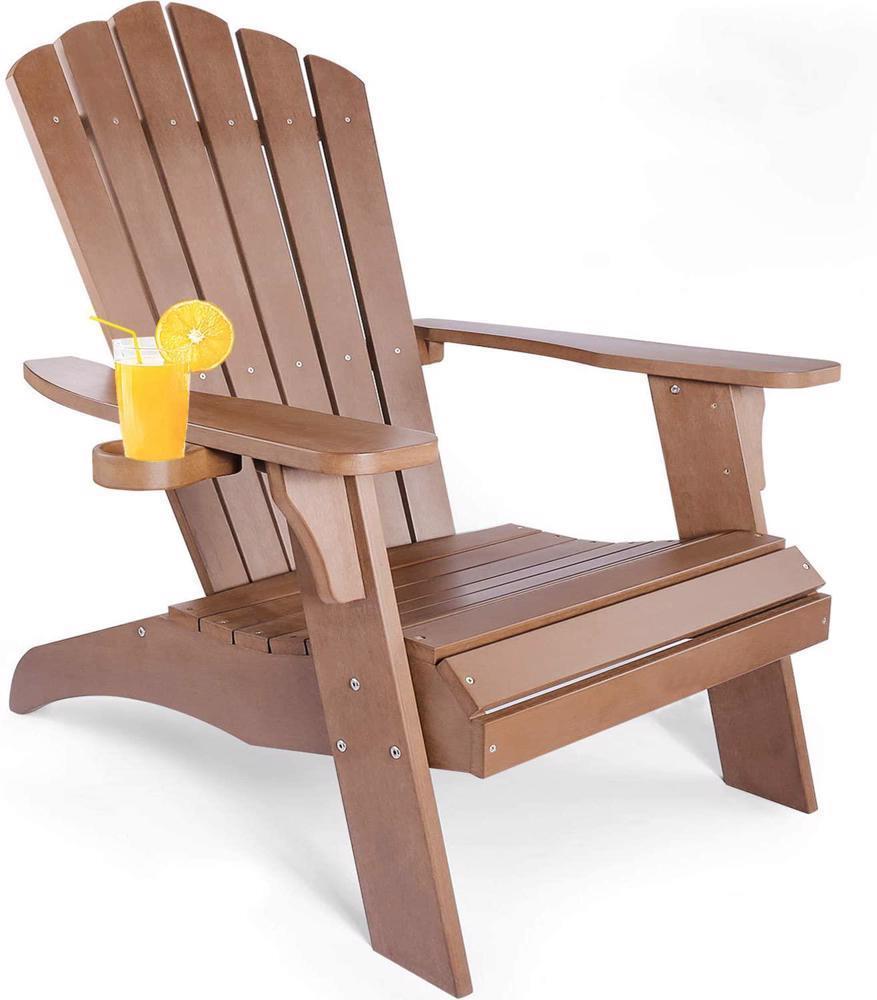 3 Colors Adirondack Chair with Cup Holder Poly Lumber for Pool&Garden Beach Seat - Picture 15 of 15
