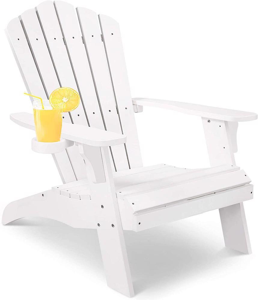 3 Colors Adirondack Chair with Cup Holder Poly Lumber for Pool&Garden Beach Seat - Picture 14 of 15