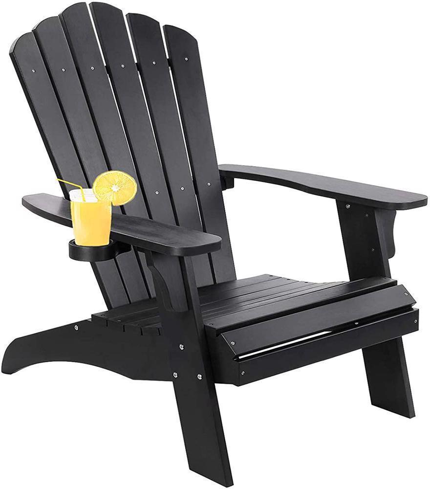 3 Colors Adirondack Chair with Cup Holder Poly Lumber for Pool&Garden Beach Seat - Picture 13 of 15