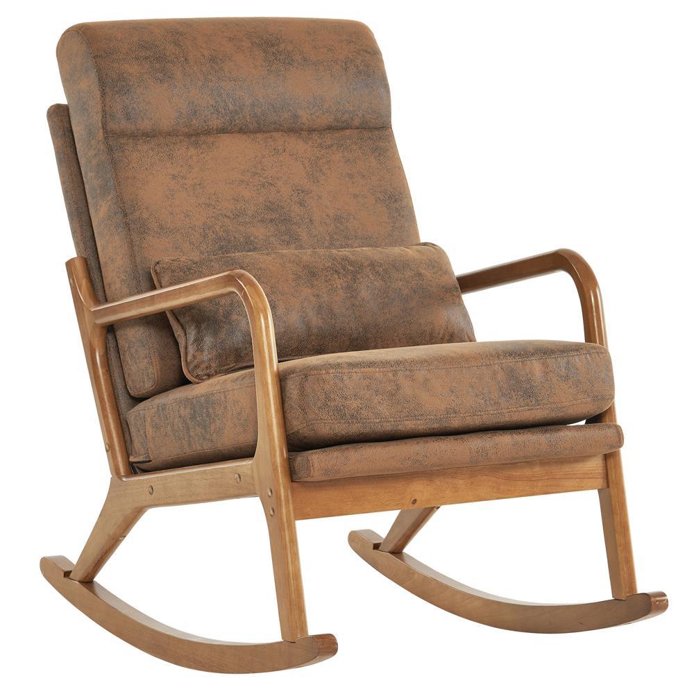 High Back Rocking Sofa Chair Upholstered Armchair Single Seat w/Lumbar Pillow
