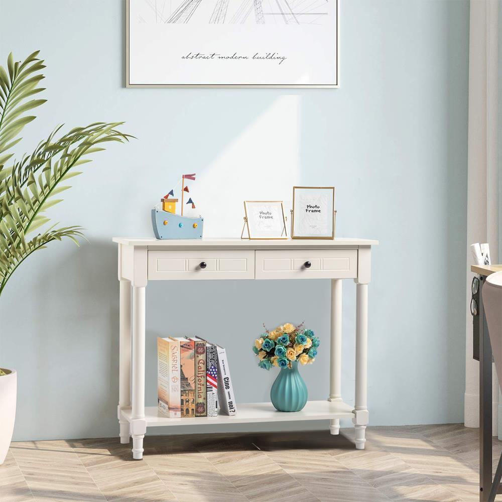 Industrial Console Table Entryway Sofa Table Drawer Storage Shelves Living Room - Picture 15 of 18