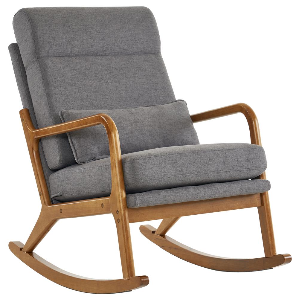 Modern Upholstered Rocking Chair Living Room Bedroom Relaxing Chair High Back