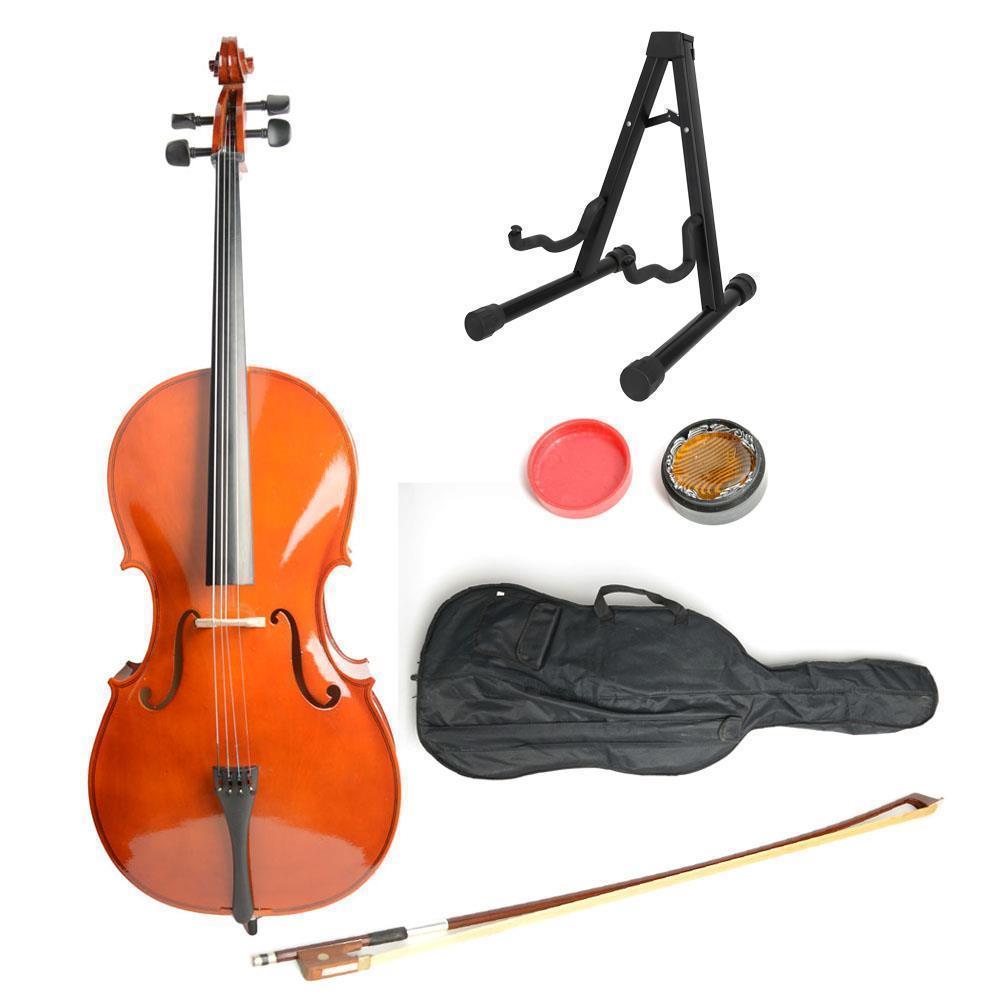 Color:Retro+Cello stand:1/2 3/4 4/4 Size Basswood Acoustic Cello +Bag+ Bow+ Rosin+ Bridge