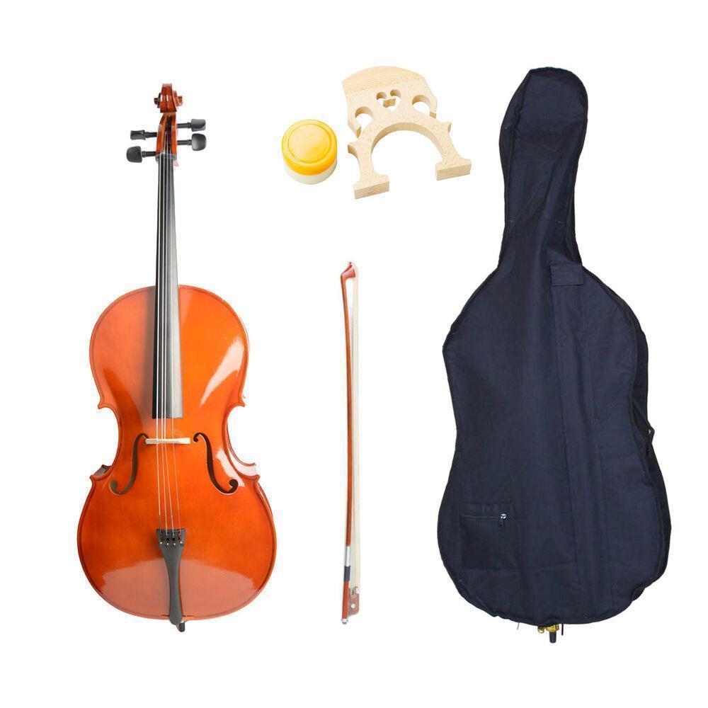 Color:Retro:1/2 3/4 4/4 Size Basswood Acoustic Cello +Bag+ Bow+ Rosin+ Bridge