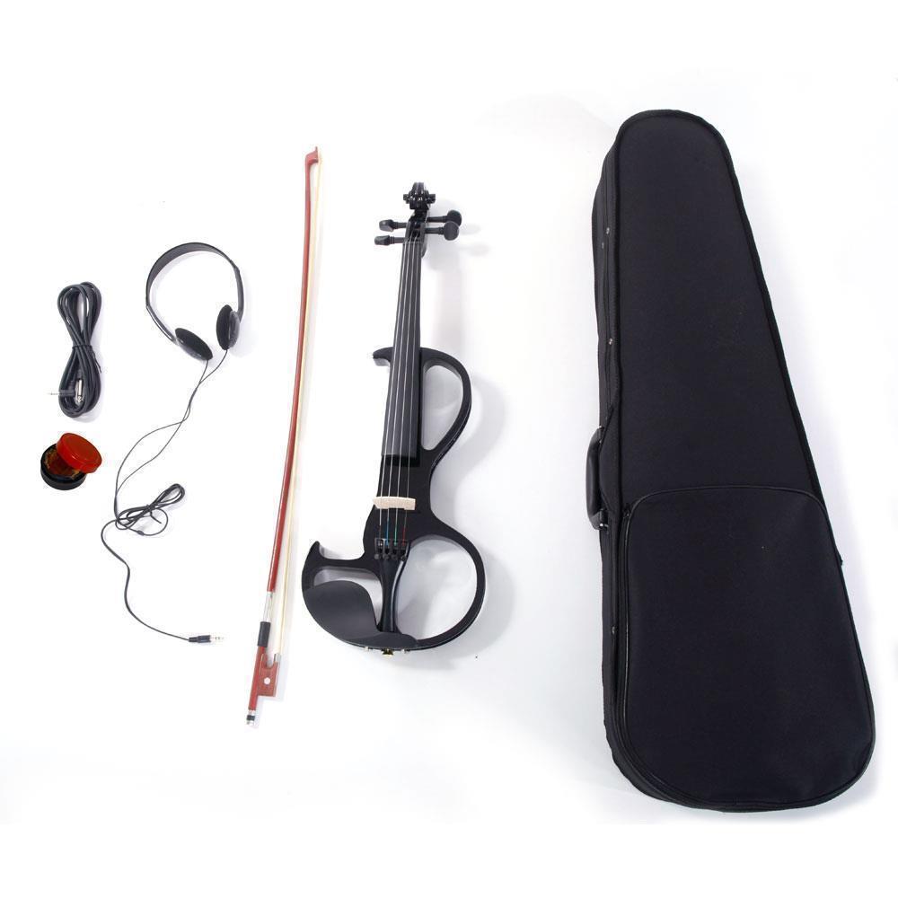 Style:V-001  Black:New 4/4 Electric Silent Violin + Case + Bow + Rosin + Headphone