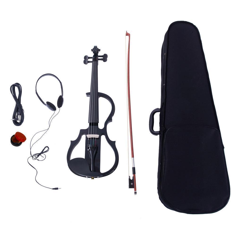 Style:V-013  Black:New 4/4 Electric Silent Violin + Case + Bow + Rosin + Headphone