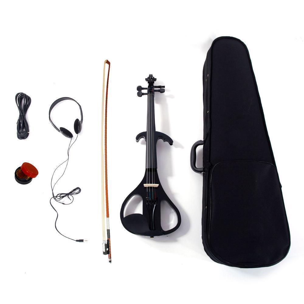 Style:V-004 Black:New 4/4 Electric Silent Violin + Case + Bow + Rosin + Headphone