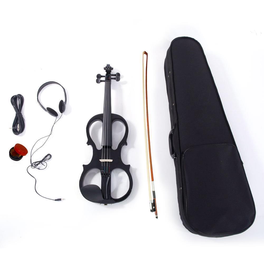 Style:V-002 Black:New 4/4 Electric Silent Violin + Case + Bow + Rosin + Headphone