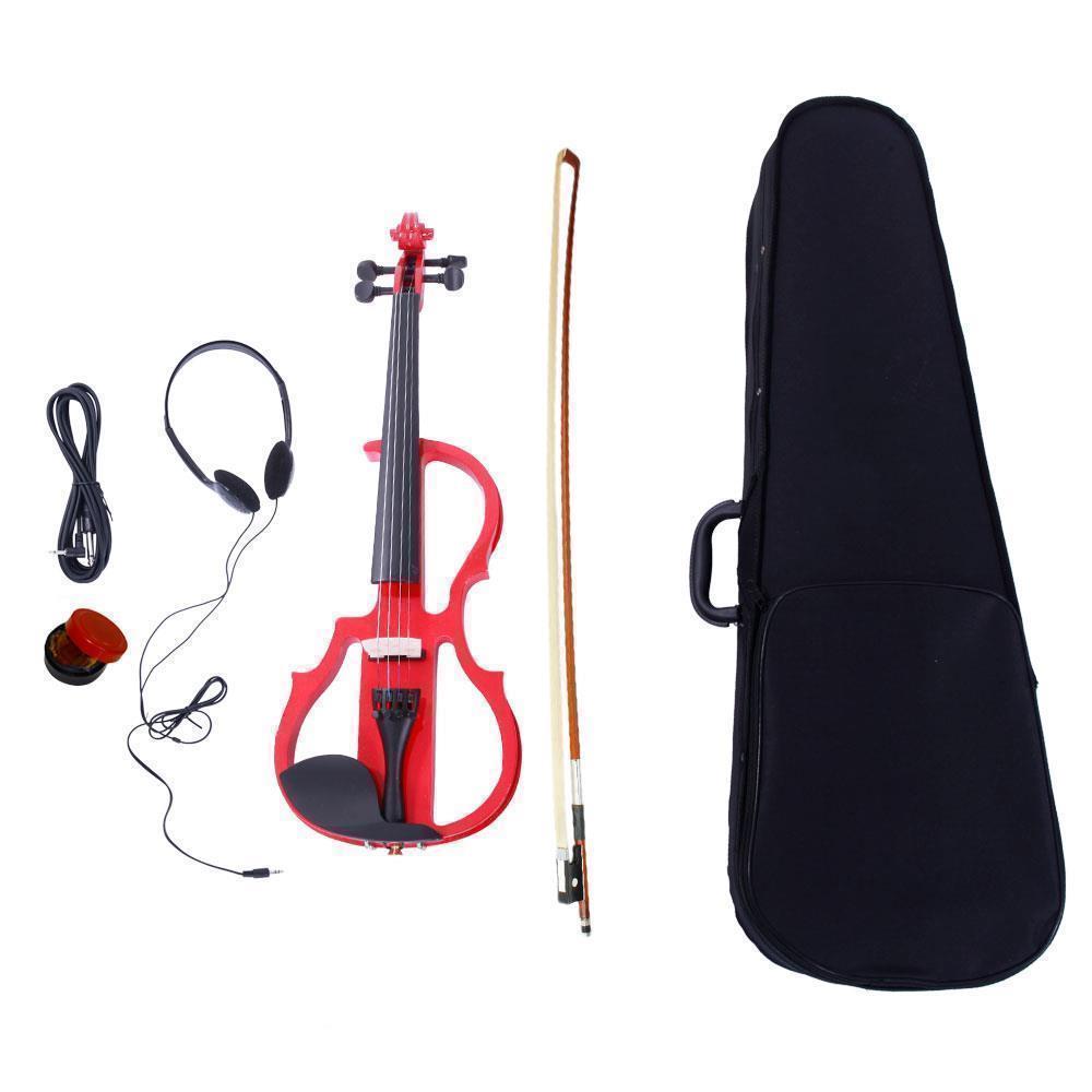 Style:V-013 Red:New 4/4 Electric Silent Violin + Case + Bow + Rosin + Headphone