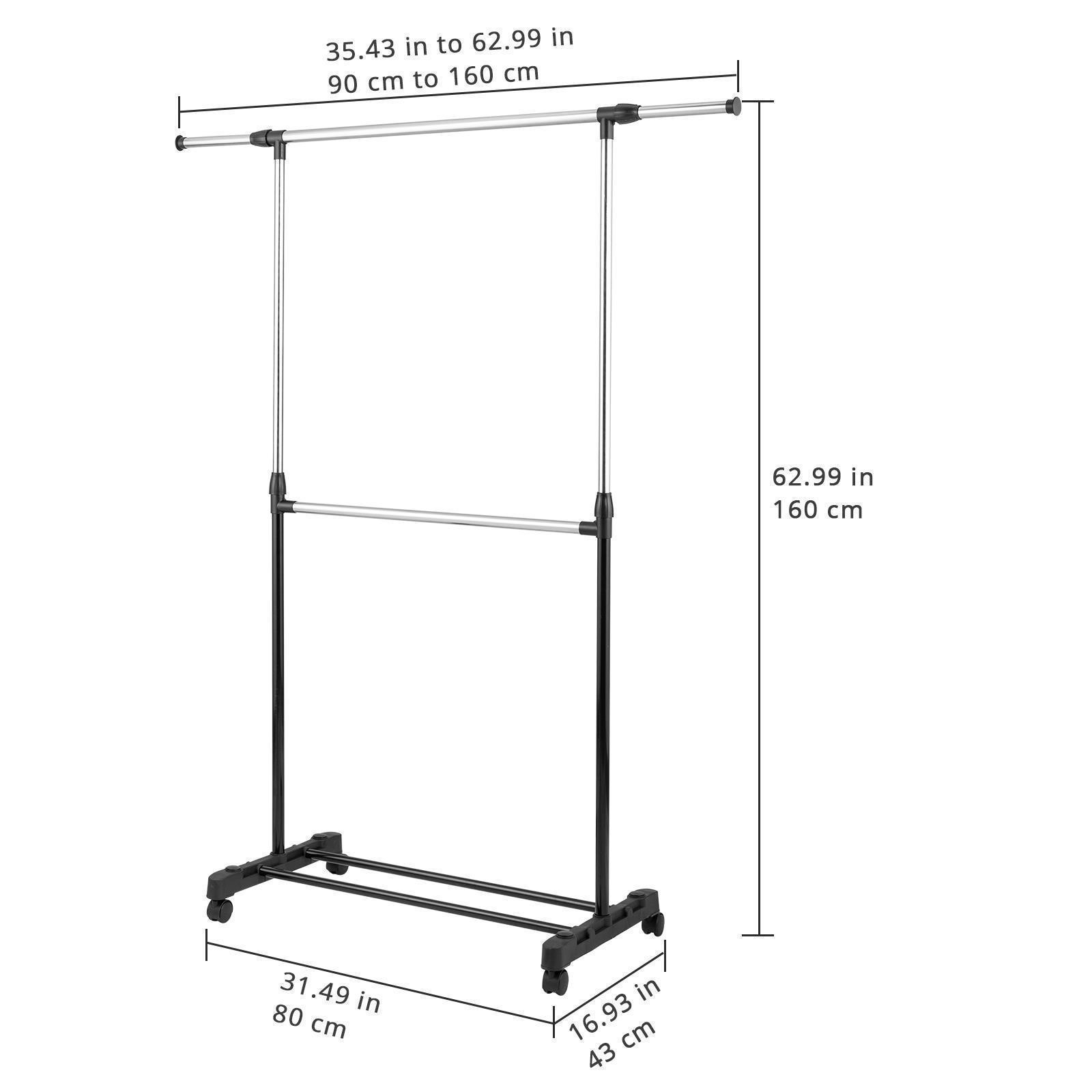 Adjustable Rolling Garment Rack Heavy Duty Clothes Hanger Portable Rack 5 Model