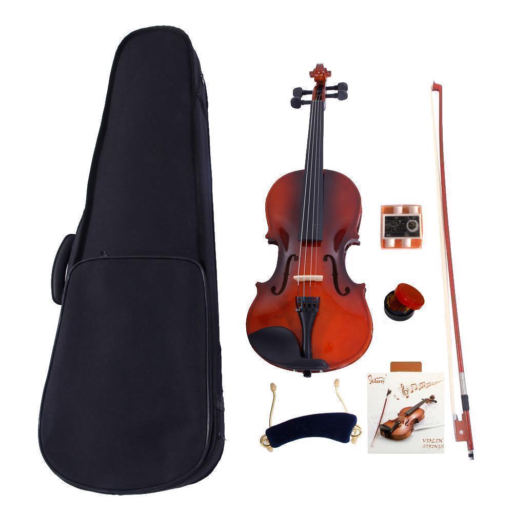 glarry 1/2 1/4 3/4 4/4 size acoustic maple violin w/case bow rosin tuner natural image 1