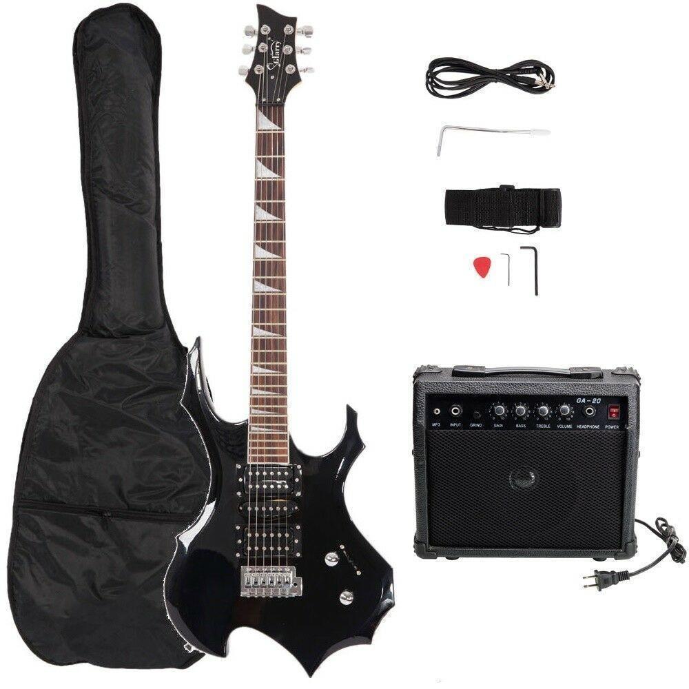Color:Black:3 Color Practice Basswood Electric Guitar with Bag AND 20W Amp