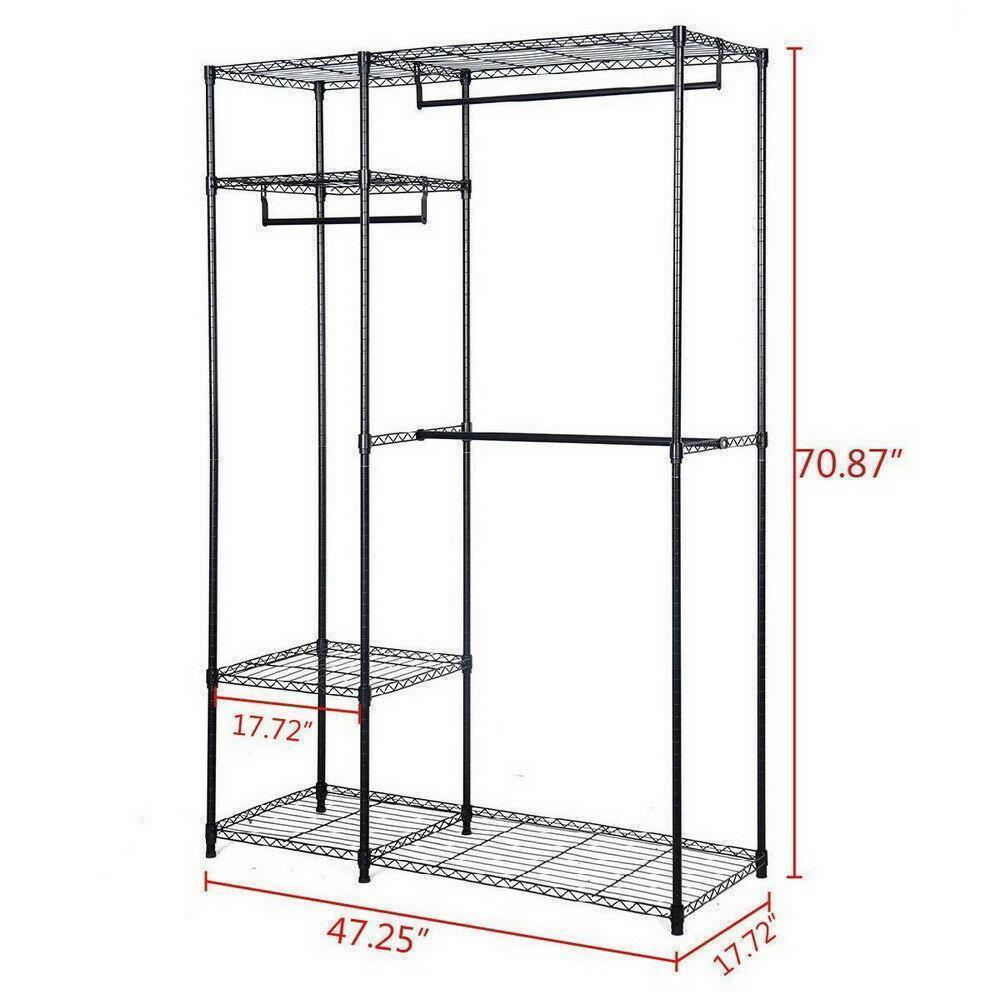 Closet System Storage Organizer Garment Rack Clothes Hanger Dry Shelf Heavy Duty