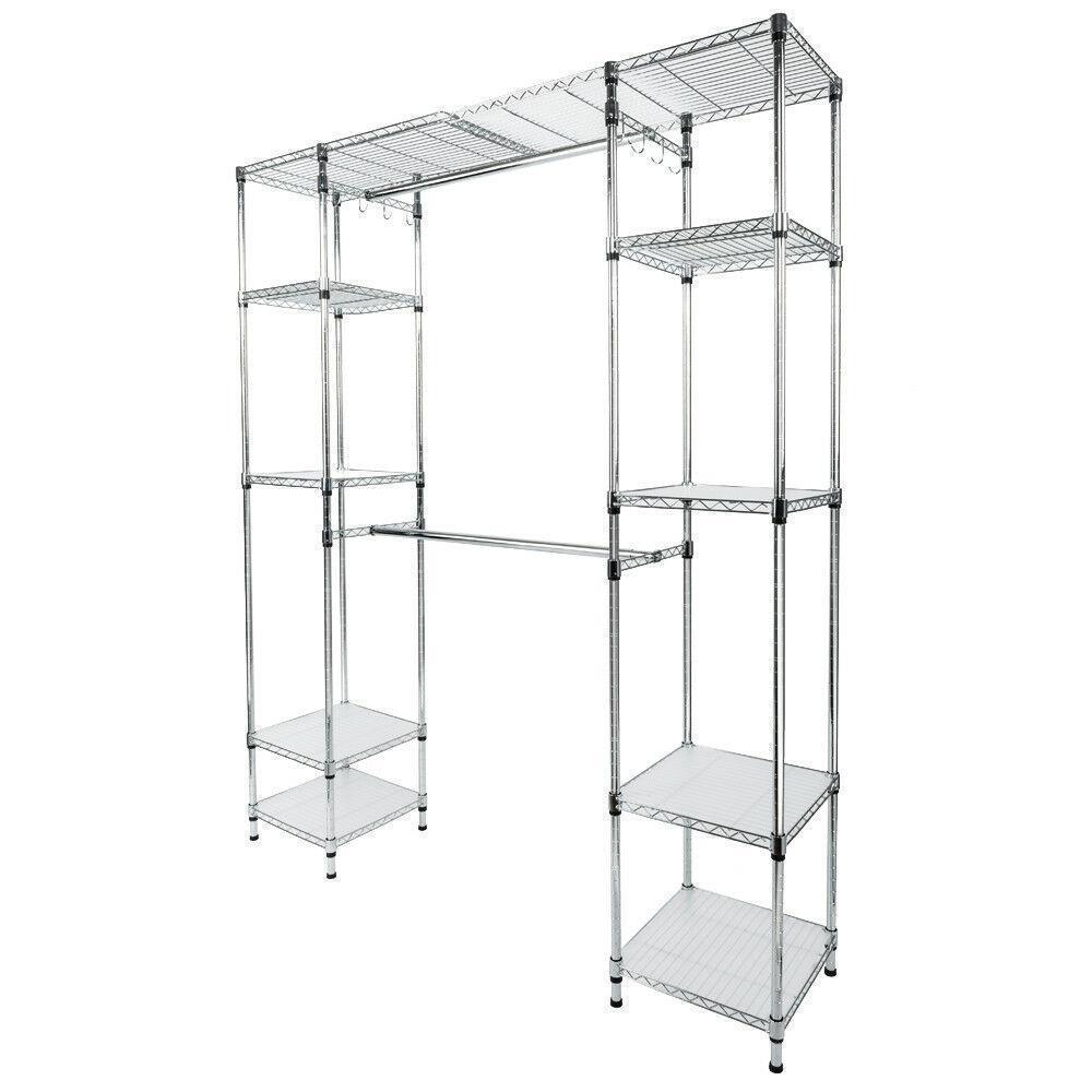 Closet System Storage Organizer Garment Rack Clothes Hanger Dry Shelf Heavy Duty