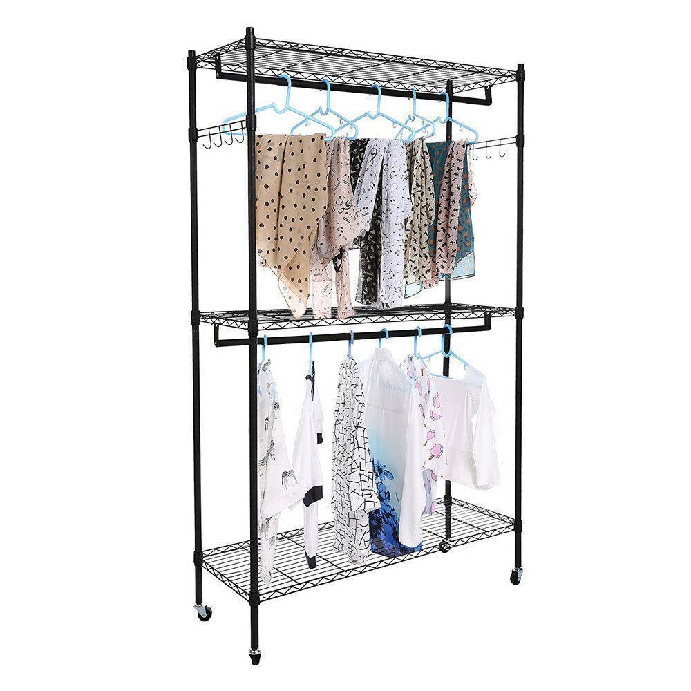 Closet System Storage Organizer Garment Rack Clothes Hanger Dry Shelf Heavy Duty