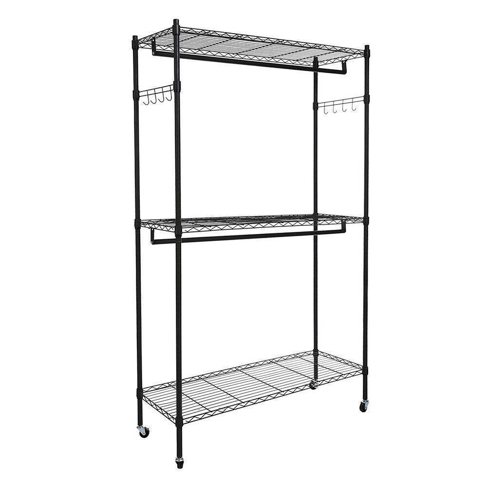 Closet System Storage Organizer Garment Rack Clothes Hanger Dry Shelf Heavy Duty