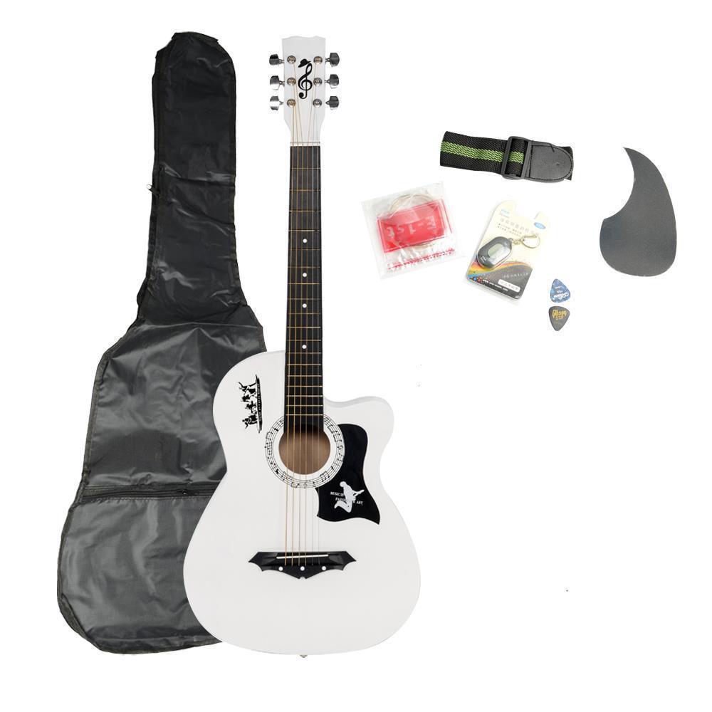 Color:White:DK-38C Basswood Acoustic Guitar +Bag+String+Pick+Tuner Accessories