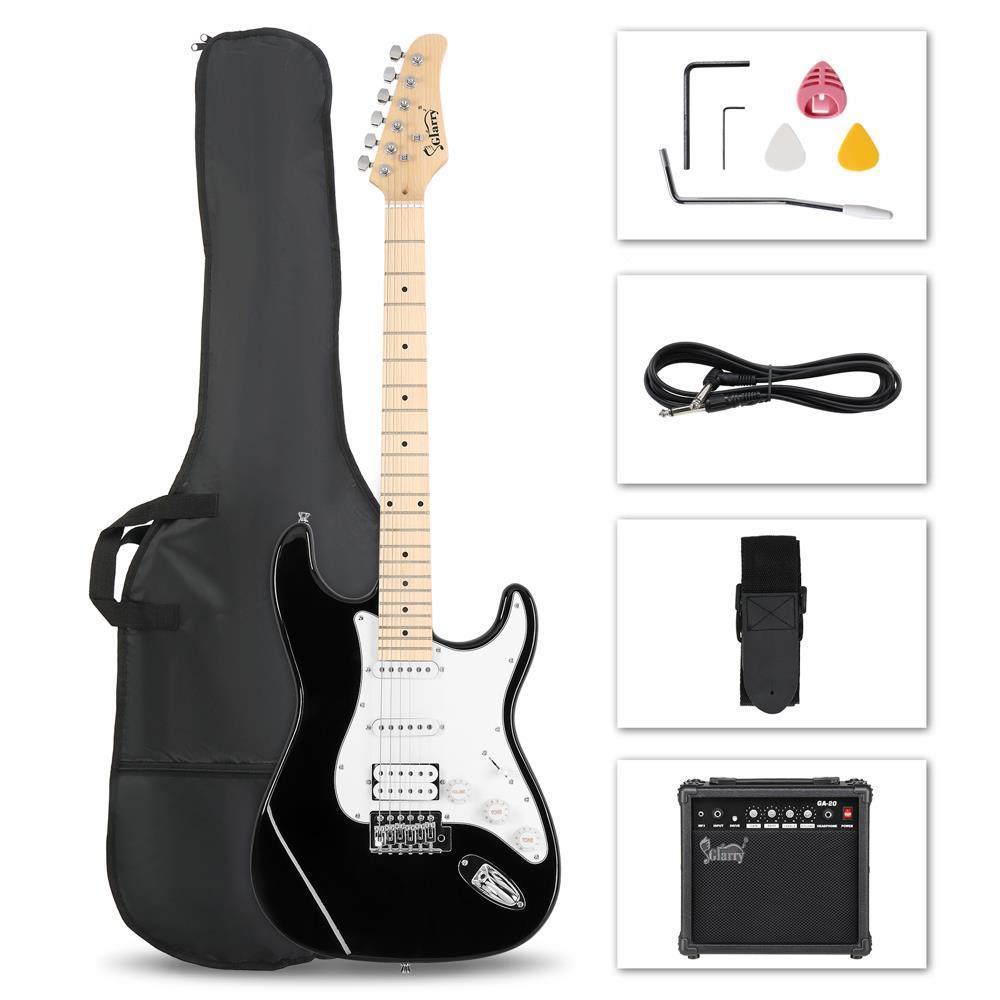 Color:GST Black:Full Size 39" 6 Colors Electric Guitar with Amp,Case,Accessories Pack Beginner