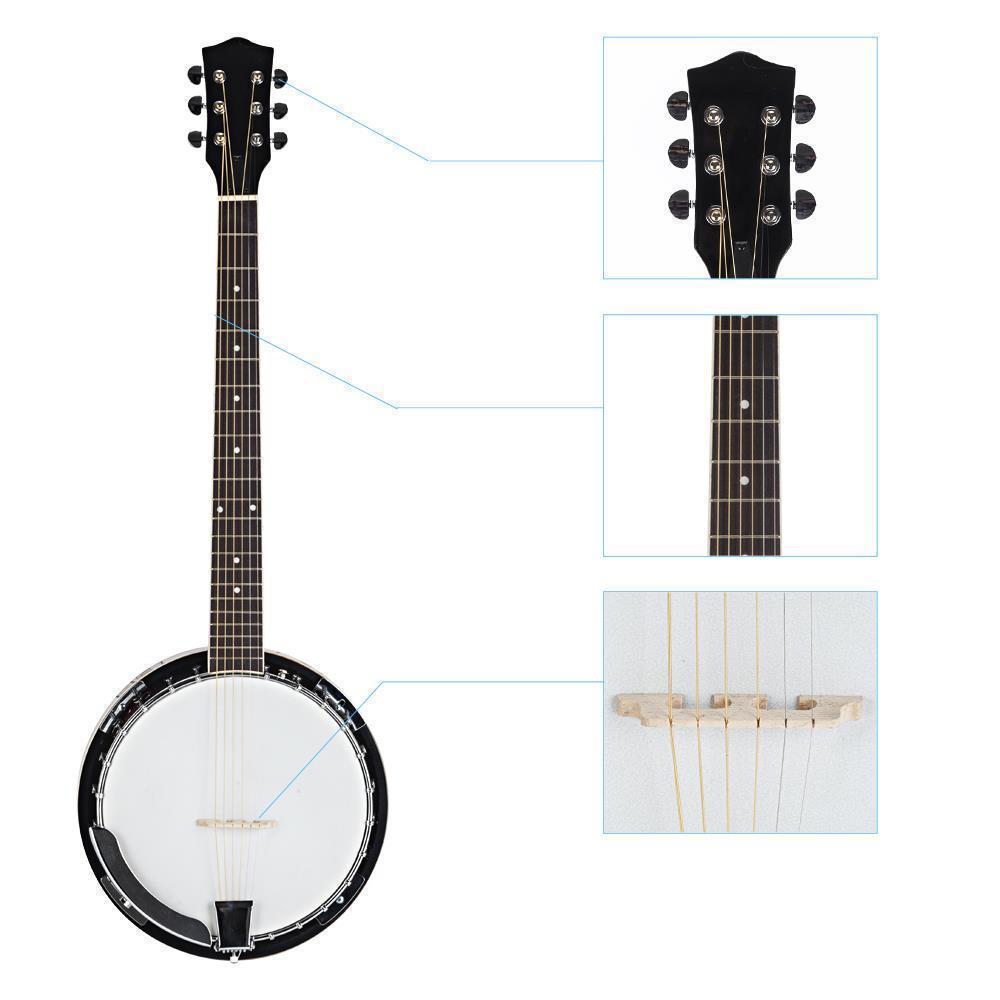 Style:6 Strings:New 4/5/6 String Banjo High Quality with Closed Back Brackets Head & Maple Neck