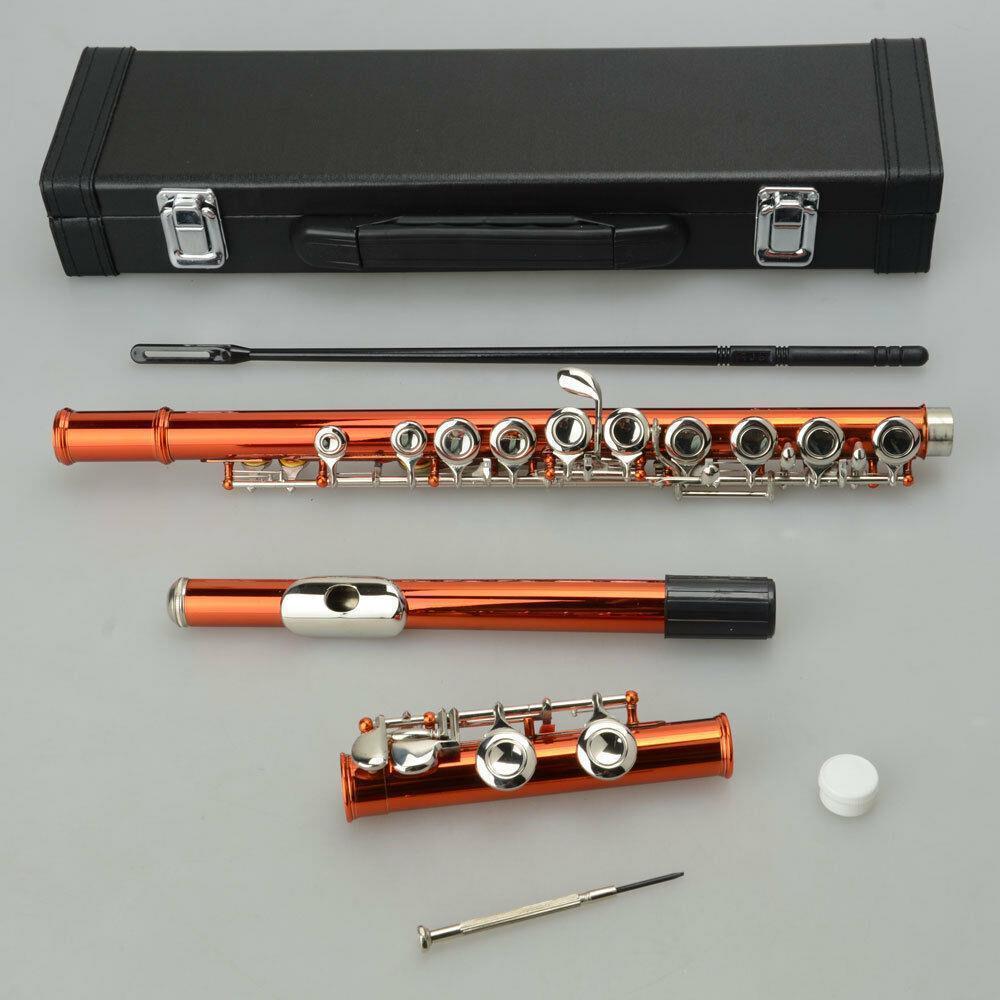 Color:Golden:10 Colors 16 Hole C Practice Flute for Student Beginner School Band w/ Case