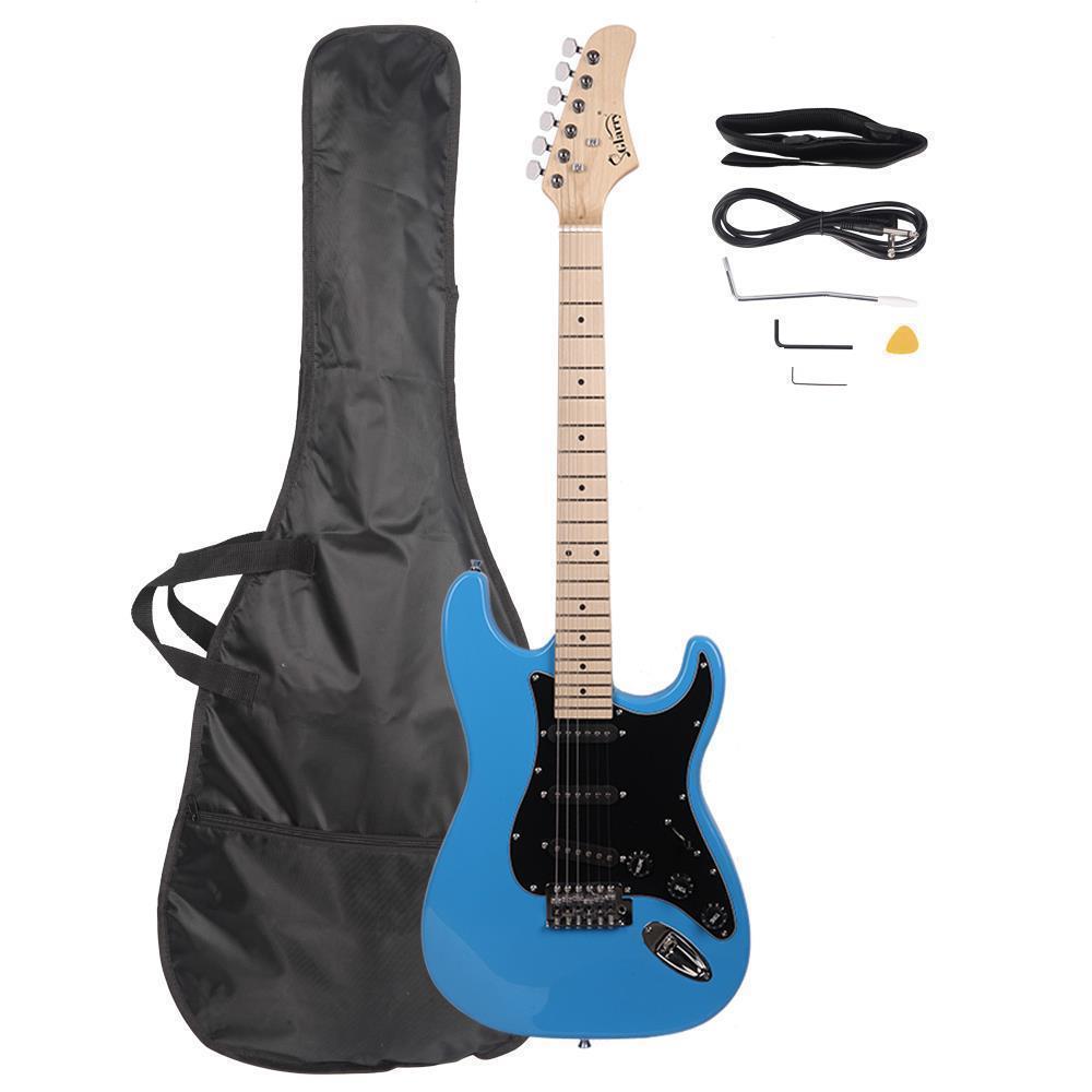 Color:Sky Blue:New 8 Colors School Band Right Handed GST Electric Guitar w/Bag & Accessories