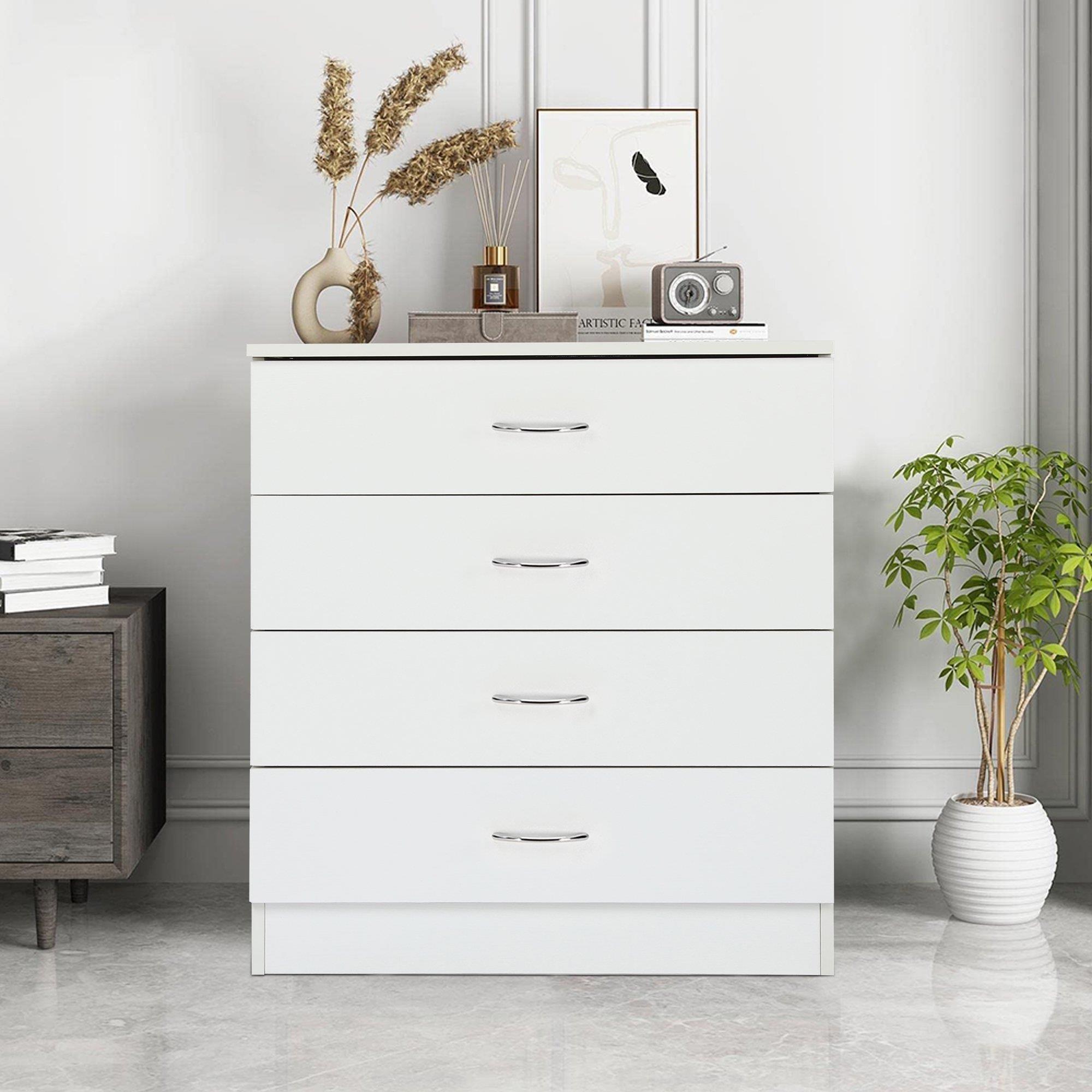 Wooden 4 Drawers Dresser Chest of Drawers Modern Contemporary Furniture Storage