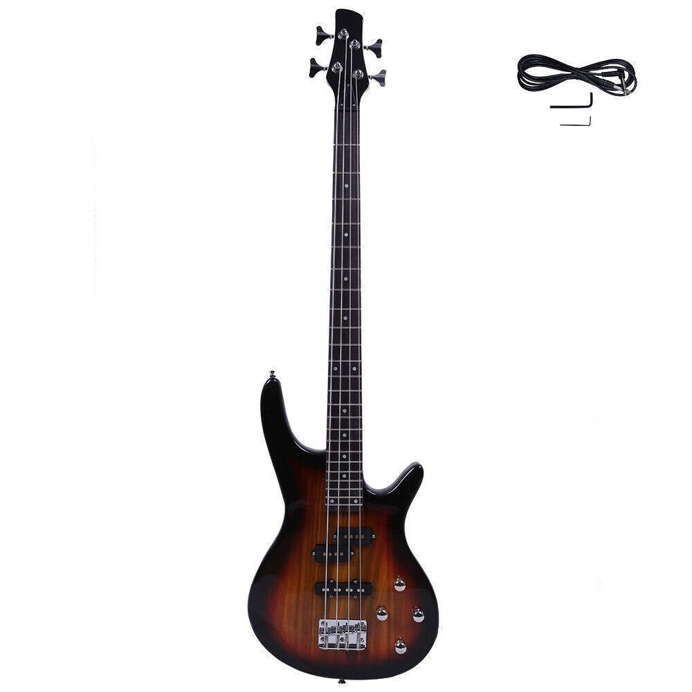 Color:Sunset:School Band Basswood 24 Frets Right Handed 4 Strings Electric Bass Guitar