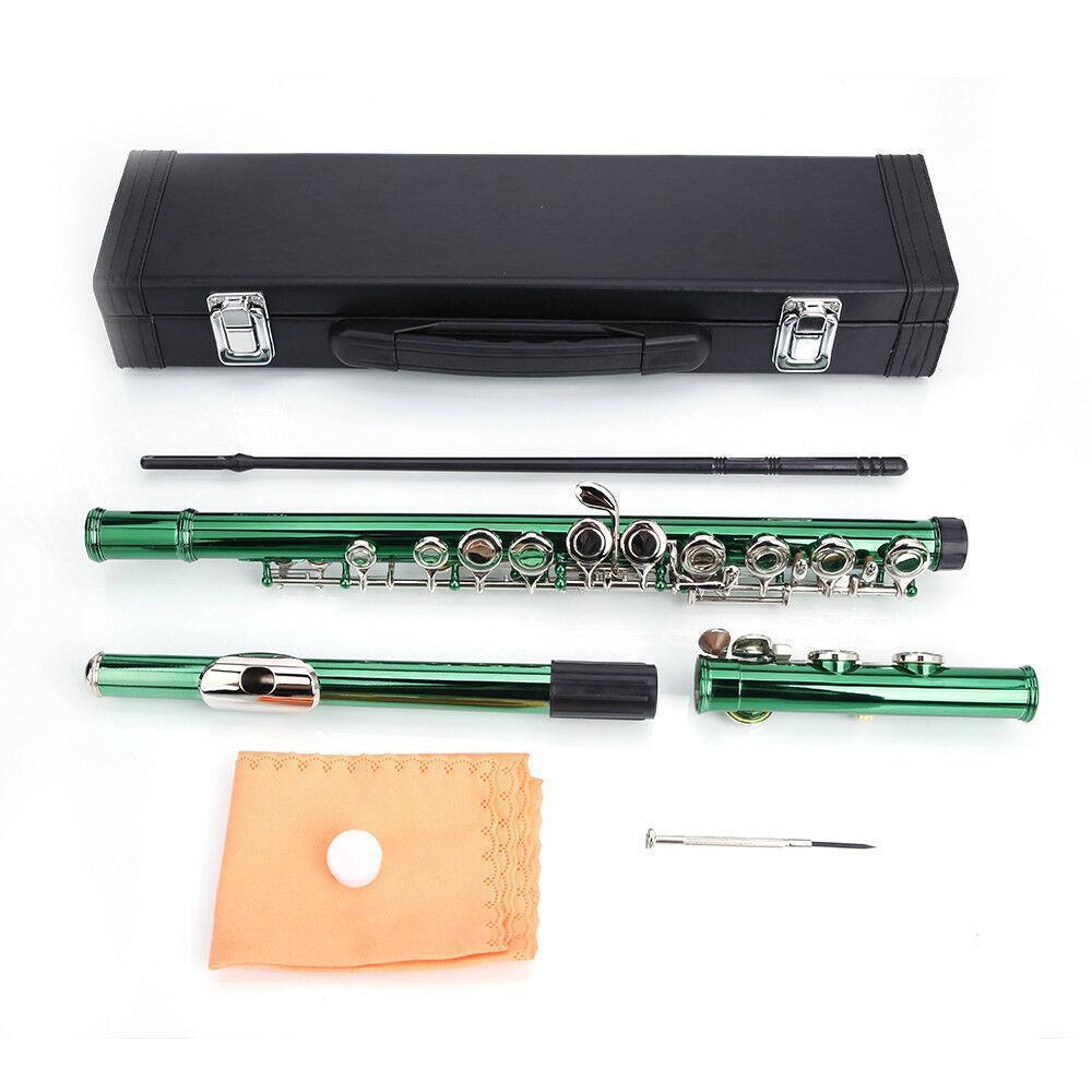 Color:Green:16 Hole C Flute for Student Beginner School Band w/ Case Screwdriver Lubricant