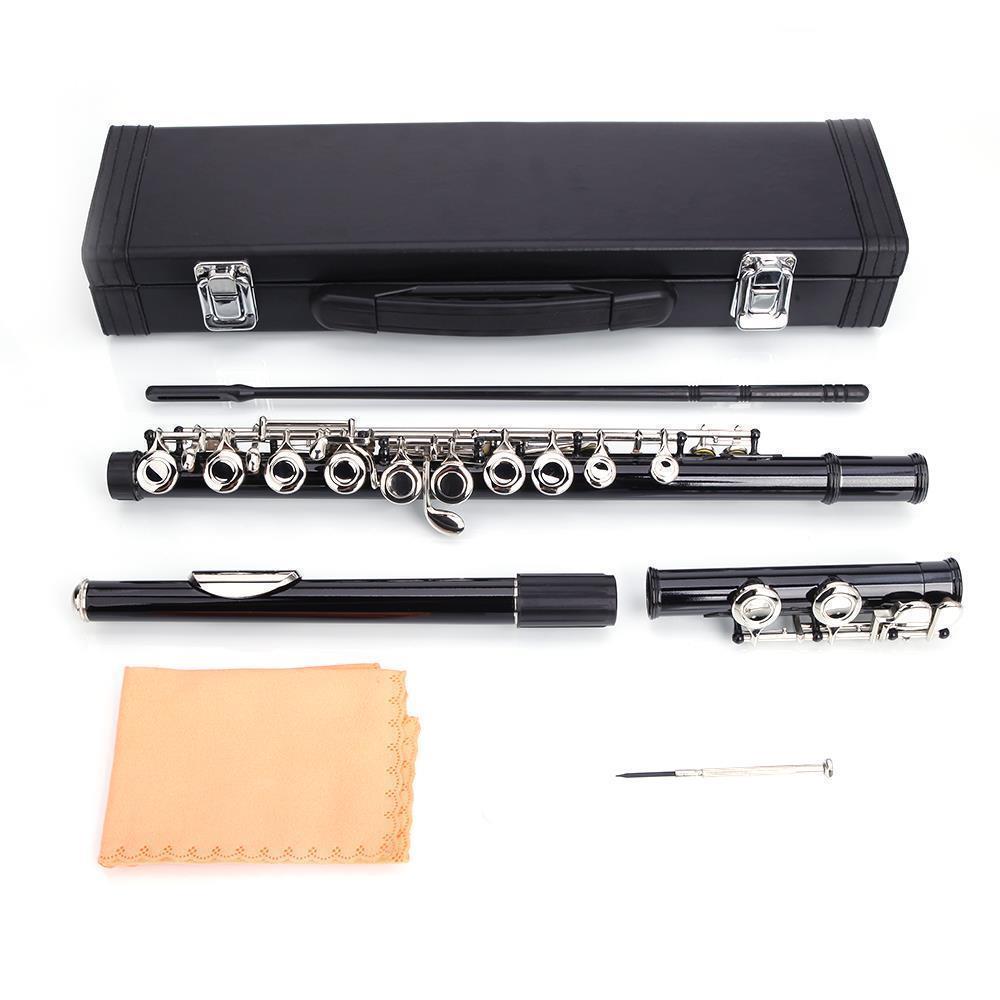 Color:Black:16 Hole C Flute for Student Beginner School Band w/ Case Screwdriver Lubricant