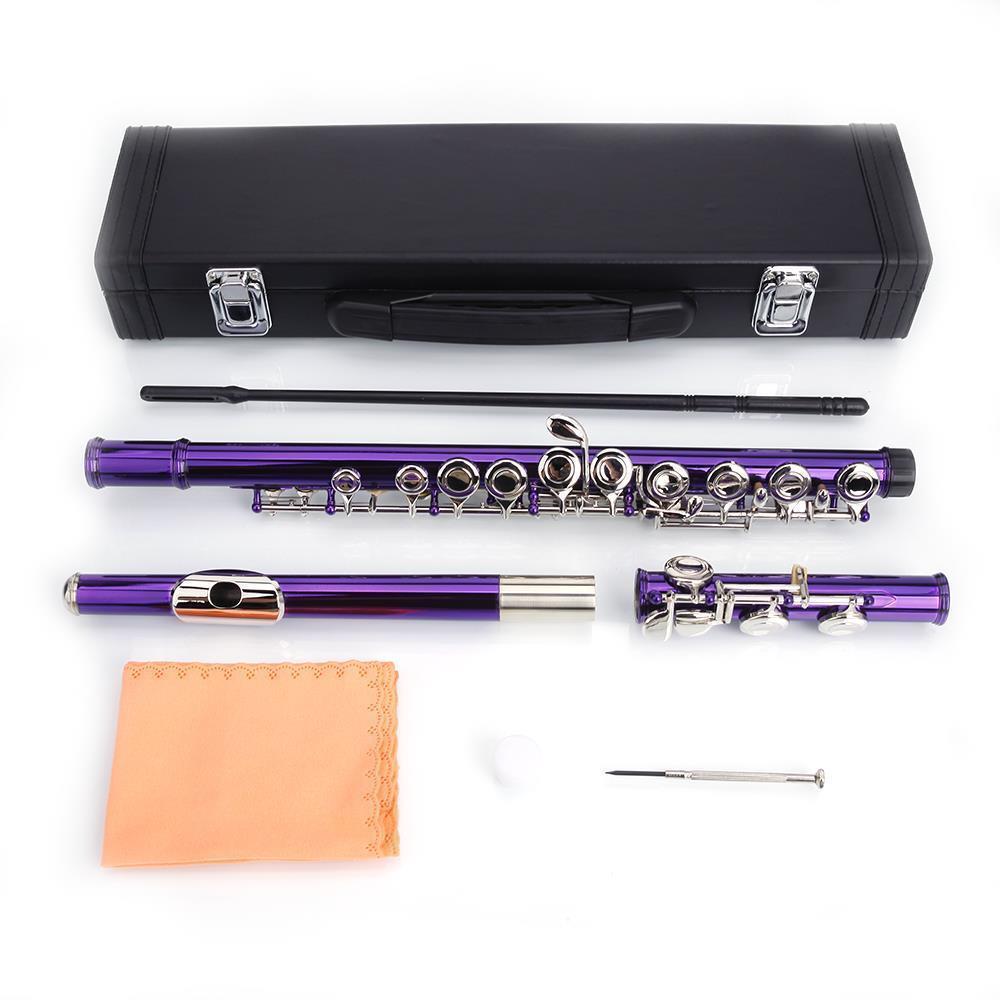Color:Purple:16 Hole C Flute for Student Beginner School Band w/ Case Screwdriver Lubricant