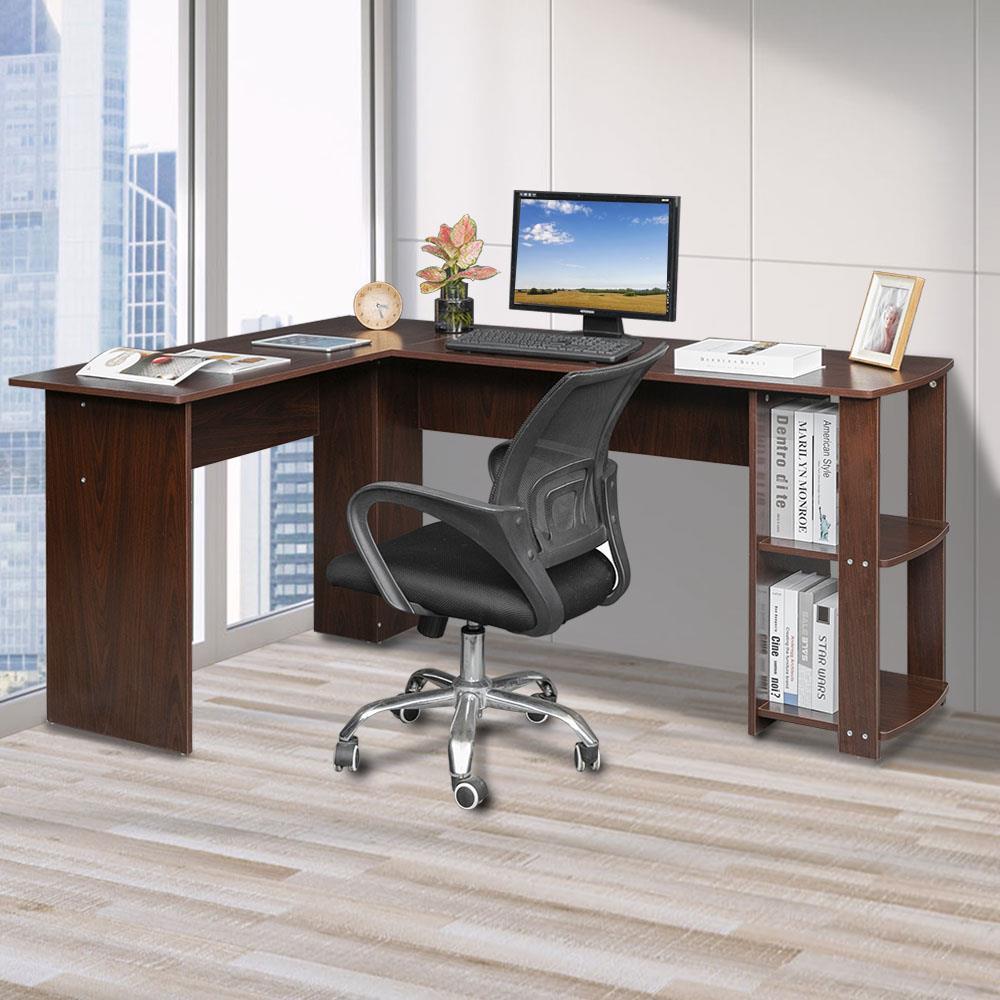 Escritorio en forma de L para el hogar, la oficina, el escritorio, la  esquina, el ordenador, la mesa de metal y madera para ordenador portátil  con