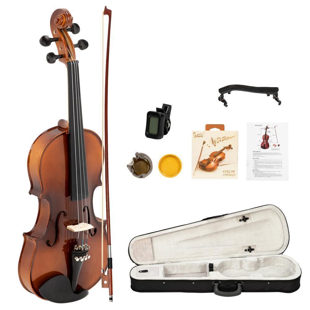 color:GV300 Matte Natural Tiger Stripes(Spruce Wood):Glarry 4/4 3/4 1/2 1/4 1/8 Size Acoustic Violin Fiddle with Case Bow Rosin