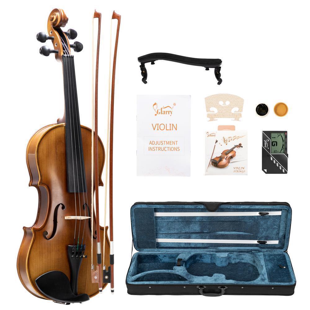 color:GV406 Natural:Glarry 4/4 3/4 1/2 1/4 1/8 Size Acoustic Violin Fiddle with Case Bow Rosin