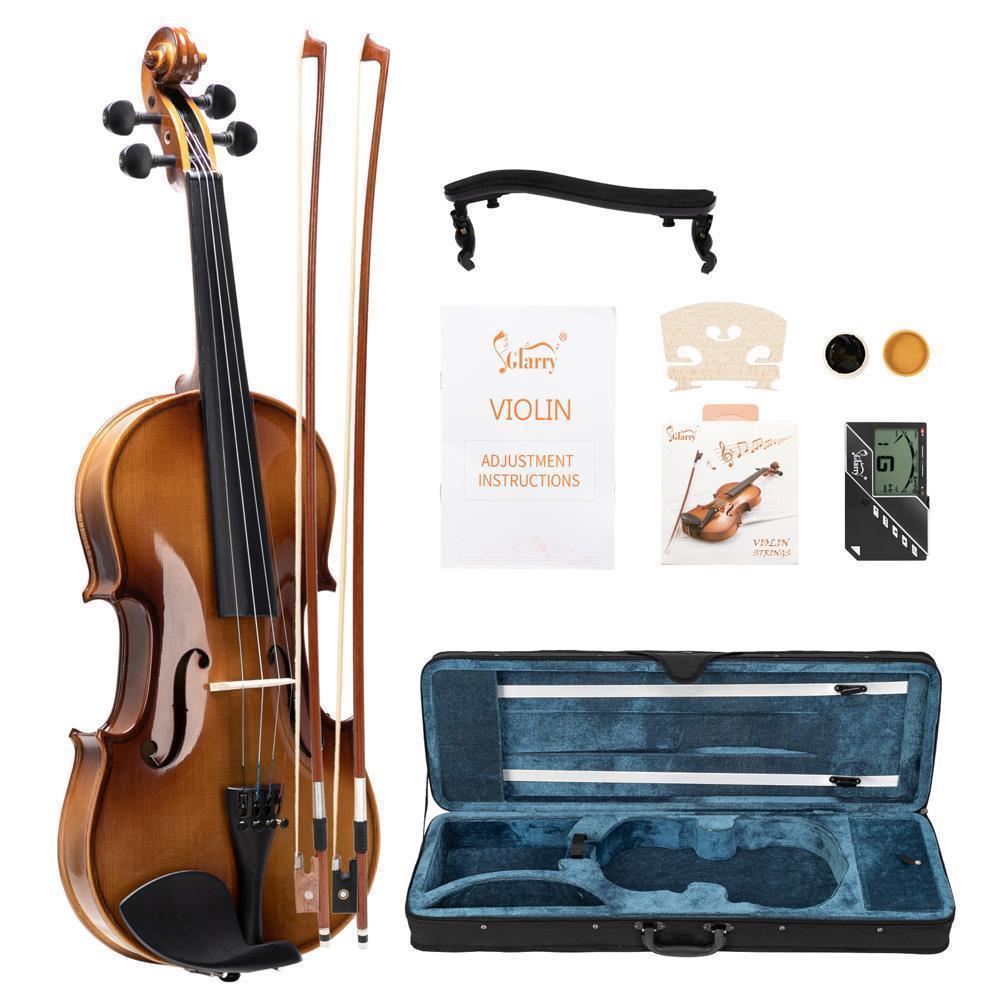 color:GV405 Wood:Glarry 4/4 3/4 1/2 1/4 1/8 Size Acoustic Violin Fiddle with Case Bow Rosin