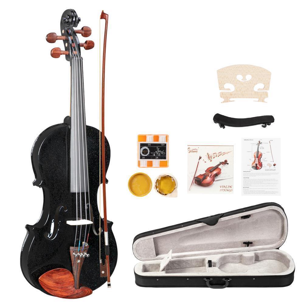 color:Black (Redwood Accessories):Glarry 4/4 3/4 1/2 1/4 1/8 Size Acoustic Violin Fiddle with Case Bow Rosin