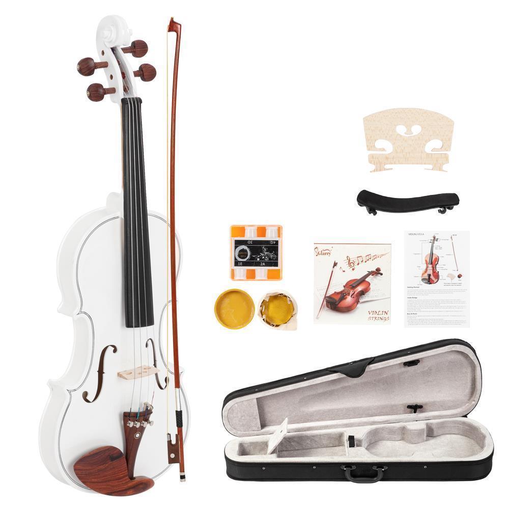 color:White (Redwood Accessories):Glarry 4/4 3/4 1/2 1/4 1/8 Size Acoustic Violin Fiddle with Case Bow Rosin