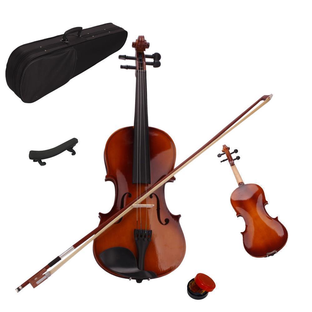 color:Natural+Shoulder rest:Glarry 4/4 3/4 1/2 1/4 1/8 Size Acoustic Violin Fiddle with Case Bow Rosin