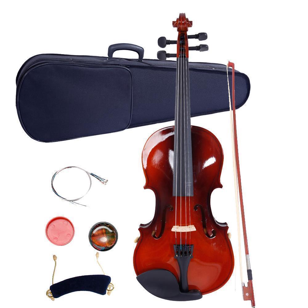 color:Natural(Maple wood):Glarry 4/4 3/4 1/2 1/4 1/8 Size Acoustic Violin Fiddle with Case Bow Rosin