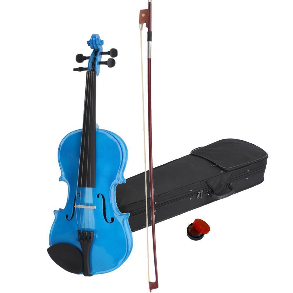 color:Dark Blue:Glarry 4/4 3/4 1/2 1/4 1/8 Size Acoustic Violin Fiddle with Case Bow Rosin