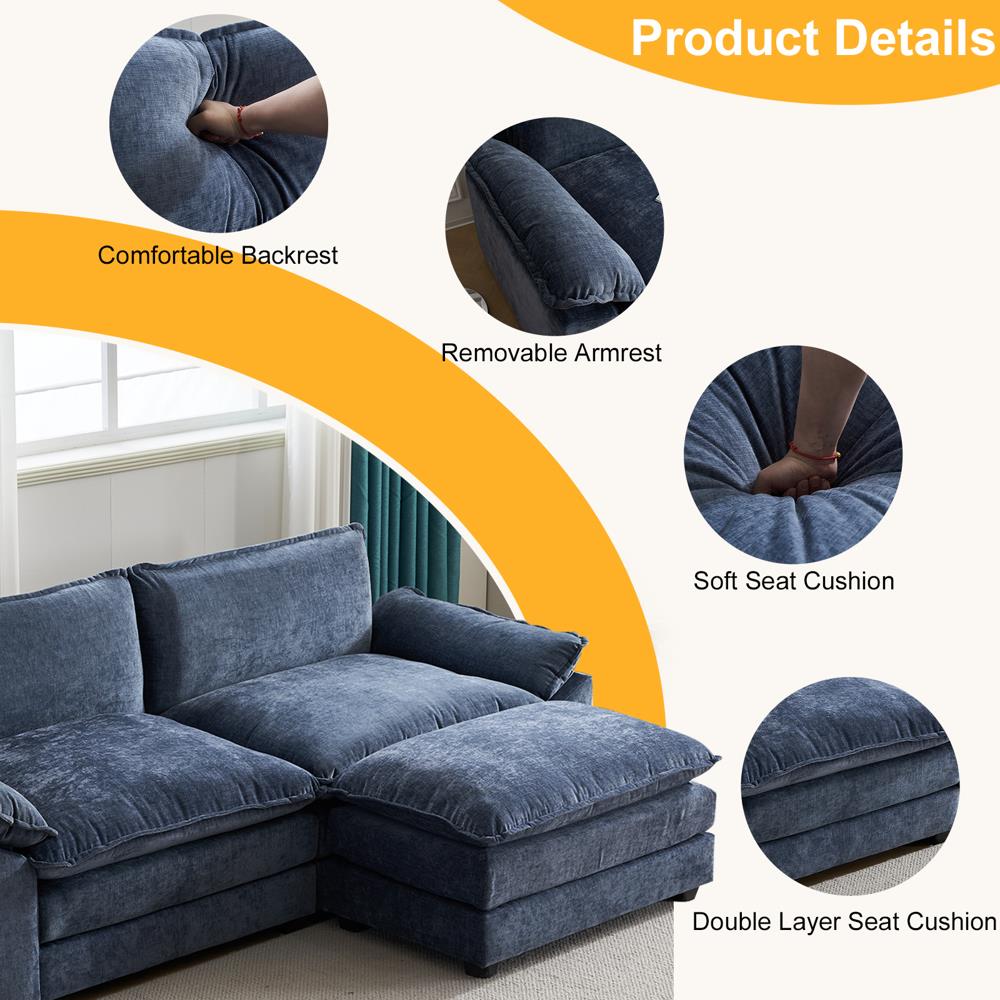 85 Inch Convertible Sectional Sofa Set 2 Seats Loveseat Sofa Couch Living Room - Picture 19 of 21