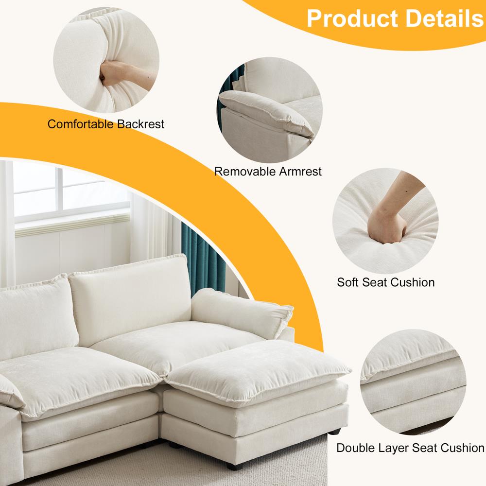 85 Inch Convertible Sectional Sofa Set 2 Seats Loveseat Sofa Couch Living Room - Picture 12 of 21