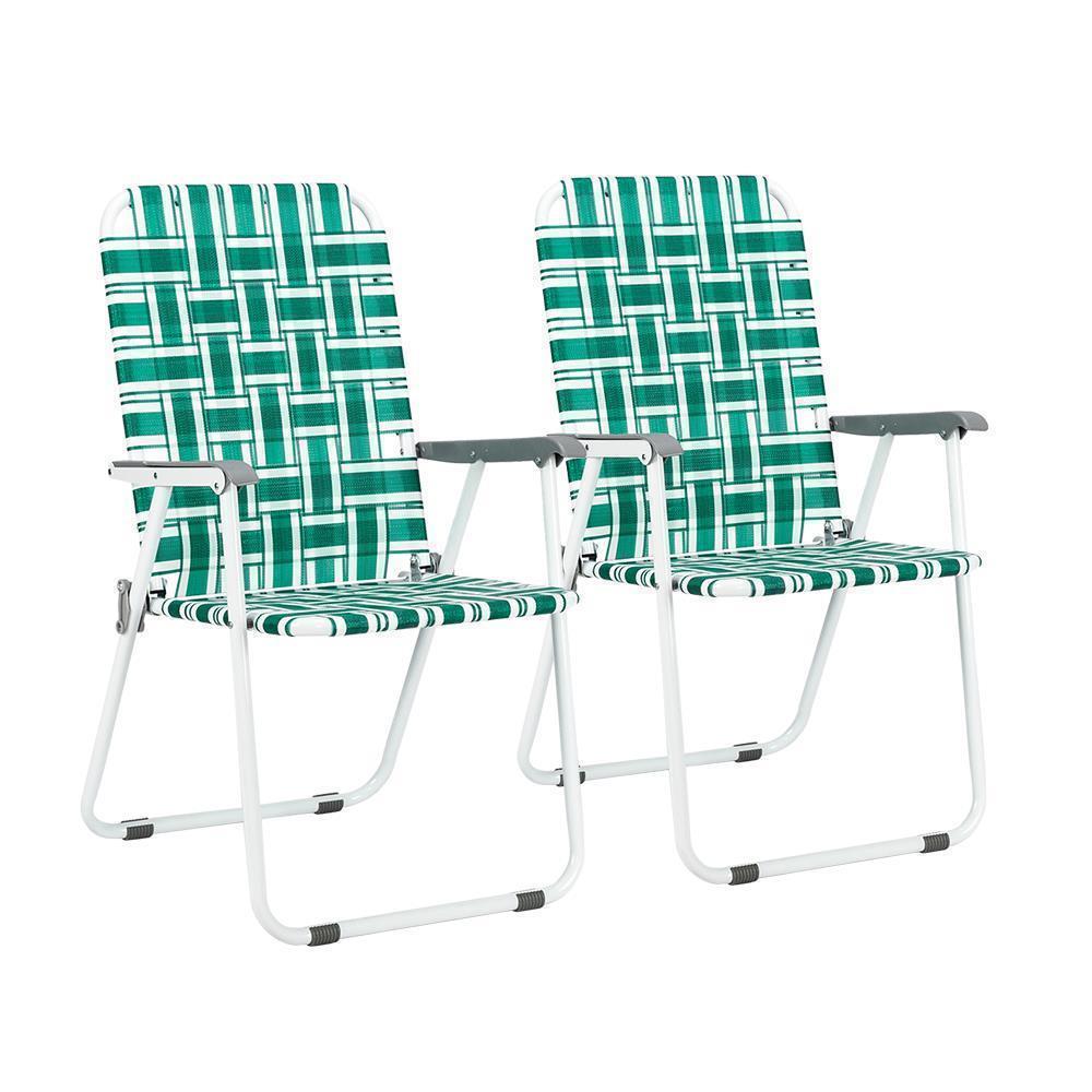 VINGLI Patio Lawn Chairs Folding Set of 2, Webbed Folding Chair