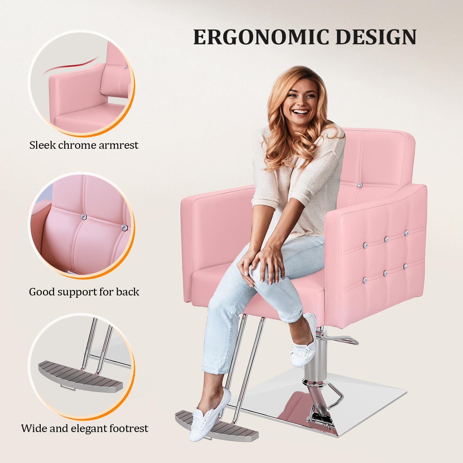 Salon Chair for Hair Stylist Hydraulic Barber Chair Pink