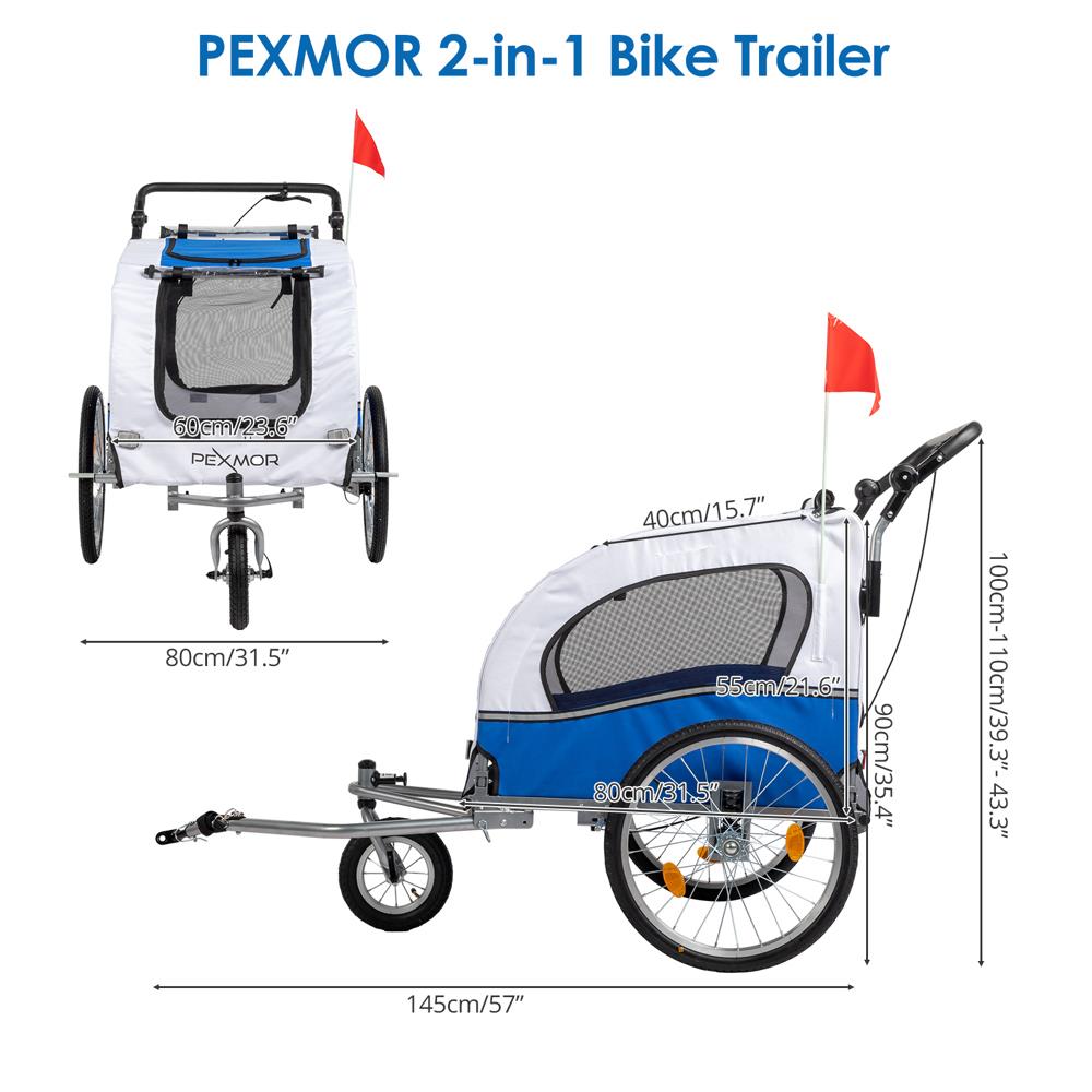 2-In-1 Dog Bike Trailer Pet Stroller Jogging Bicycle Carrier w/ Universal Wheel - Picture 24 of 24
