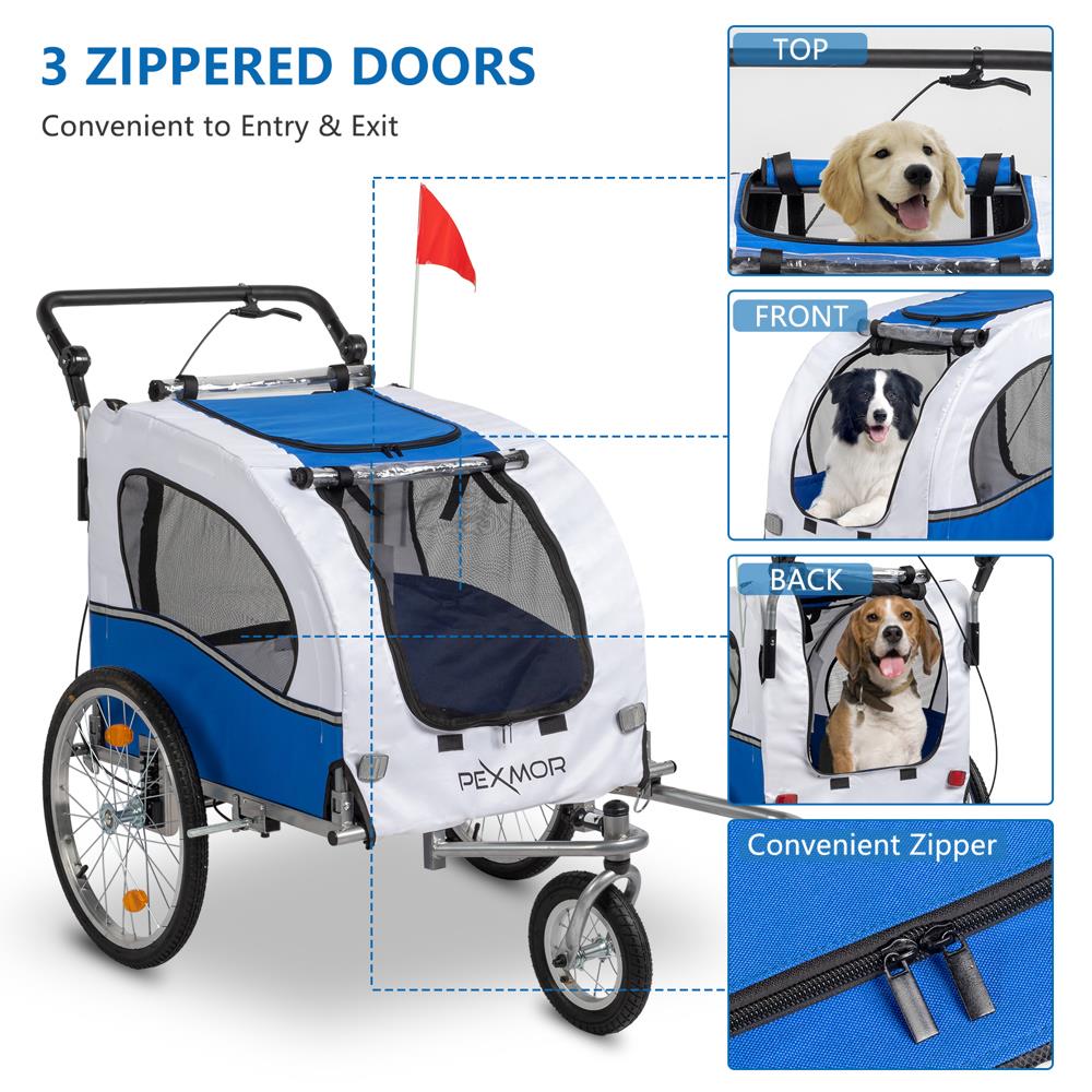 2-In-1 Dog Bike Trailer Pet Stroller Jogging Bicycle Carrier w/ Universal Wheel - Picture 21 of 24