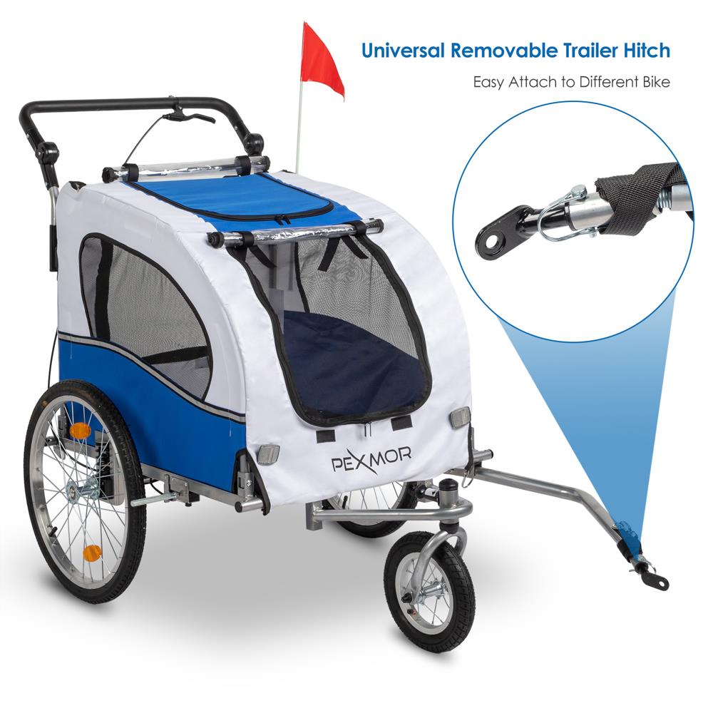 2-In-1 Dog Bike Trailer Pet Stroller Jogging Bicycle Carrier w/ Universal Wheel - Picture 20 of 24