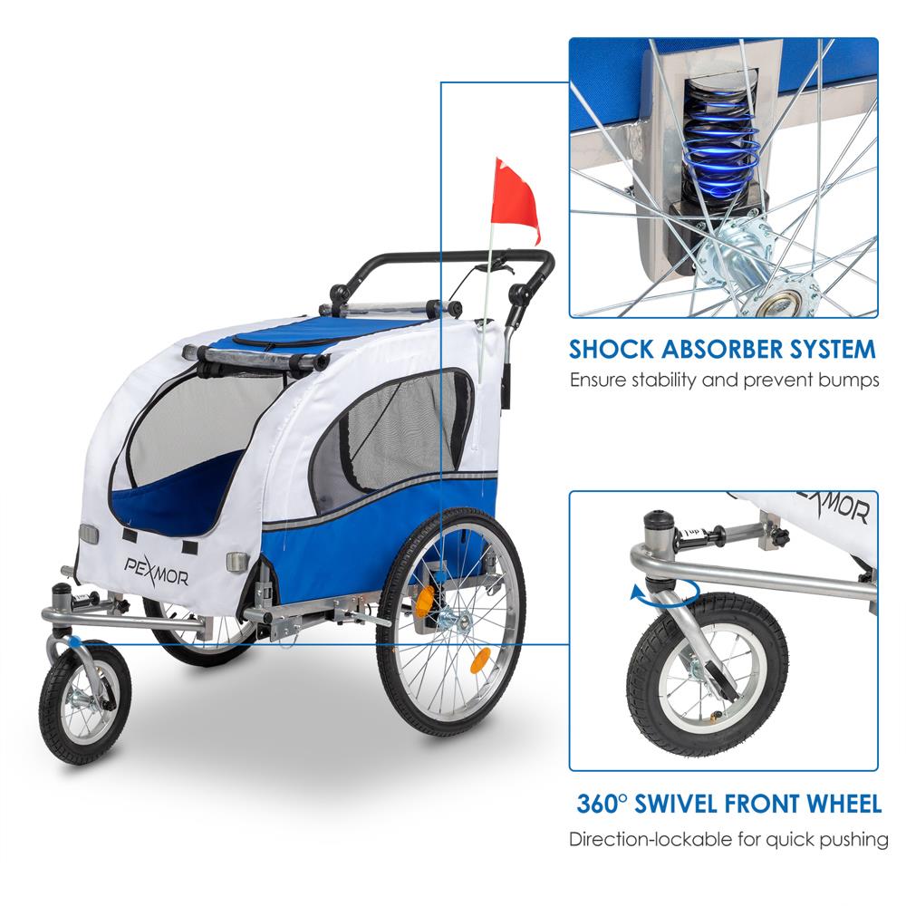 2-In-1 Dog Bike Trailer Pet Stroller Jogging Bicycle Carrier w/ Universal Wheel - Picture 16 of 24